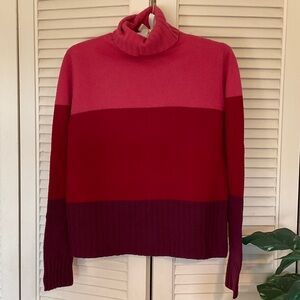 Vintage Express Jeans Colorblock Turtleneck Sweater - Pink, Red & Purple